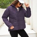 Purple Womens Quilted Puffer Jackets Lightweight Zipper Short Padded Coat With Pockets Size M Photo 0