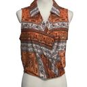 Rachel Zoe NWT!  Orange Bandana Print Faux Wrap Tank Sleeve Blouse. Medium Photo 0