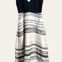 Badgley Mischka  Neutral Stripe V-Neck Hi-Low Jacquard Formal Gown Size 10 Photo 3