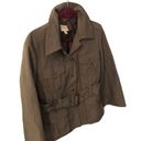 J.Jill  Olive Green Short Lined Trench Coat Belted Pockets Size LP Casual Photo 3