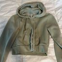 Brandy Melville John Galt Green Cropped Zip Up Hoodie Photo 0