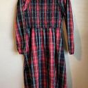 Draper James  RSVP Smocked Dress Large Red Black Plaid Cotton Stretchy Pockets Photo 0