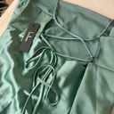 Lulus Chic Allure Sage Green Satin Lace-up Mini Dress Photo 4