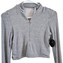 Klassy Network  Gray Crop Jacket 1/2 Zip Ribbed Brami Built in Bra Size Medium Photo 2