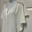 DKNY Ivory Studded-Shoulder V-Neck Blouse Shirt Top Photo 5