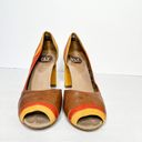 Fly London  Coral Cate Yellow 70’s Vintage Look Leather Heels Peekaboo Toe Sz 10 Photo 3