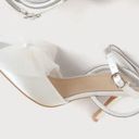 Lulus Lelanee White Satin Rhinestone Bow Ankle Strap Pumps Photo 4