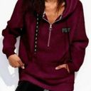 Victoria's Secret PINK Sherpa Half Zip Pullover Hoodie Jacket  Burgundy Photo 0