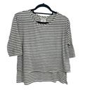 BCBGeneration  Speckled Striped Oversized High Low Side Slit 3/4 Sleeve T-Shirt Photo 4