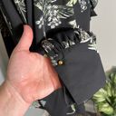 Who What Wear  women's black green floral print tie neck long sleeve blouse Photo 3