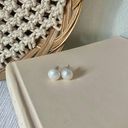 Vintage “Hannah” Coin Pearl Stud Earrings White Neutral Minimal Classic Simple Jewelry Photo 6