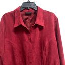 Polo AVENUE Woman’s Plus 26/28 Red Velour button down  long sleeve Top Blouse Photo 2