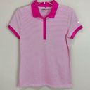 Nike  Dri-Fit Stripe Golf Polo Shirt Pink & White Short Sleeve Ladies Sz Med Photo 0