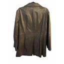 Anne Klein  Women's Mid-length Leather Jacket Chocolate Brown Size XL Sleek Photo 1