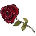 The Great Vintage red Rose metal and enamel brooch with depth and details Photo 6