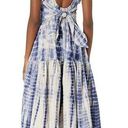 Angie  Blue White Tie Dye Tiered Midi Dress Photo 1