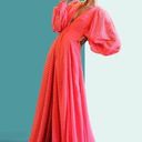 Kimberly  Goldson Lesli Clip Dot Long Sleeve Maxi Dress Women's Small Coral NWOT Photo 0