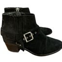 ALLSAINTS  Western Ankle Boot Black Suede SIZE 9 Bootie Buckle Chunky Designer Photo 6