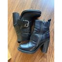 ALLSAINTS  Black Moto Shearling Fur Lined Boots Block Heels Chunky size 36(US6) Photo 4