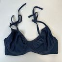 Abercrombie & Fitch  Sz M Curve Love Tie Strap Underwire Bikini Top Blue Sparkly Photo 2