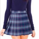 American Apparel  Navy Blue Plaid Pleated Mini Skirt Photo 0