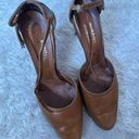 Nordstrom Vintage  7.5 Brown Tan Leather Cutout Accent D'Orsay Pumps Heels Strap Photo 2