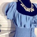 Love Tree NWOT  sexy bodycon mini dress blue spandex ruffled short sleeves sz S Photo 9