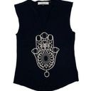 Edge Julia Womens Raw  Embroidered Hand Of Fatima Tank Top Black Small NWOT Photo 0