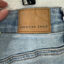 American Eagle Size 6 Hi-Rise Shortie Light Wash Distressed Crochet Pockets Photo 4