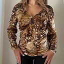 Nine West  velvet brown pattern top with cool scoop Photo 0