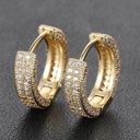 18K Gold Plated Huggie Hoop Earrings for Men Women, Punk Hip Hop Earrings Photo 0