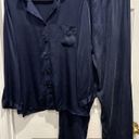 Mulberry Lilysilk 22 Momme Trimmed women Silk Pajamas Set Navy Blue  Silk Size 12 Photo 3