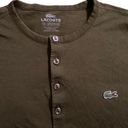 Lacoste Women’s Quarter Button Up Blouse Size 3 / Small Olive Green Shirt Photo 2