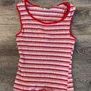 Bonkers Y2k vintage rainbow striped smocked red multicolor crop tank top small Photo 2