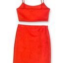 Pretty Little Thing Red Faux Suede Two Piece Skirt Set Photo 3