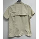 L.L.Bean  Womens Short Sleeve Vented Fishing Shirt Size M Cream Nylon Button Up Photo 3