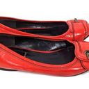 Fendi  Red Leather Point Toe Ballet Flats Buckle Size 35.5 Preowned FLAWS Photo 2