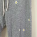 Sundry Grey White Embroidered Daisy Floral Drawstring Sweatpant Joggers Photo 5