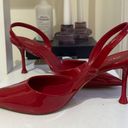 ZARA Red Leather Slingback Heels Photo 3