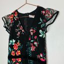 Hunter Bell  Women Black Floral Lace Painterly Embroidery Lace Midi Dress Size 8 Photo 4