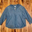 Lou & grey Chambray Denim-Look 3/4 Sleeve Top Size S Photo 1