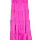 Free The Roses  NWT Flamingo Fuchsia Pink Poplin Tiered Ruffle Maxi Dress Small Photo 2