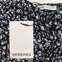 Bershka | NWT Black Floral Short Sleeve Cut-Out Print Midi Dress | Small Photo 12