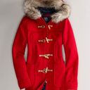 American Eagle Outfitters Red Coat with Faux Fur Hood (Like New Condition) Photo 0