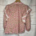 Who What Wear  • Blouse • 3/4 Sleeves • White Pink Green • Lace • Floral • M Photo 4