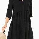 Tuckernuck  Black Royal Shirt Dress with 3/4 Sleeves Size XS Button Down Stretch Photo 0