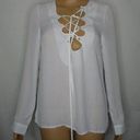 Missguided  White Lace Up Long Sleeve Blouse Top 2 Photo 0