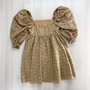 Storia  lace floral puff sleeve mini dress yellow gold wedding event S boutique Photo 10