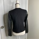 Vince  black wool leather sleeves zip up jacket small minimalist quiet luxury Photo 7