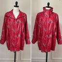 Vintage 80s Faux Leather Geometric Shape Oversized Coat Jacket Red Grey L Size L Photo 1